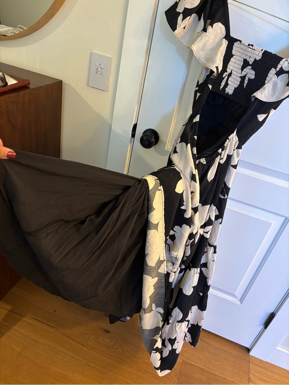 Anthropologie Black and White Floral Tiered Maxi Dress - Picture 9 of 12